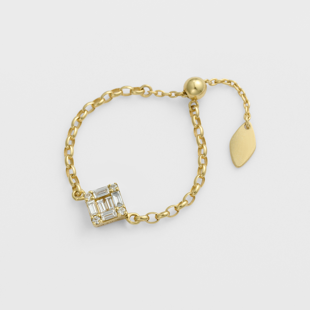 K18YGダイヤモンドチェーンリング